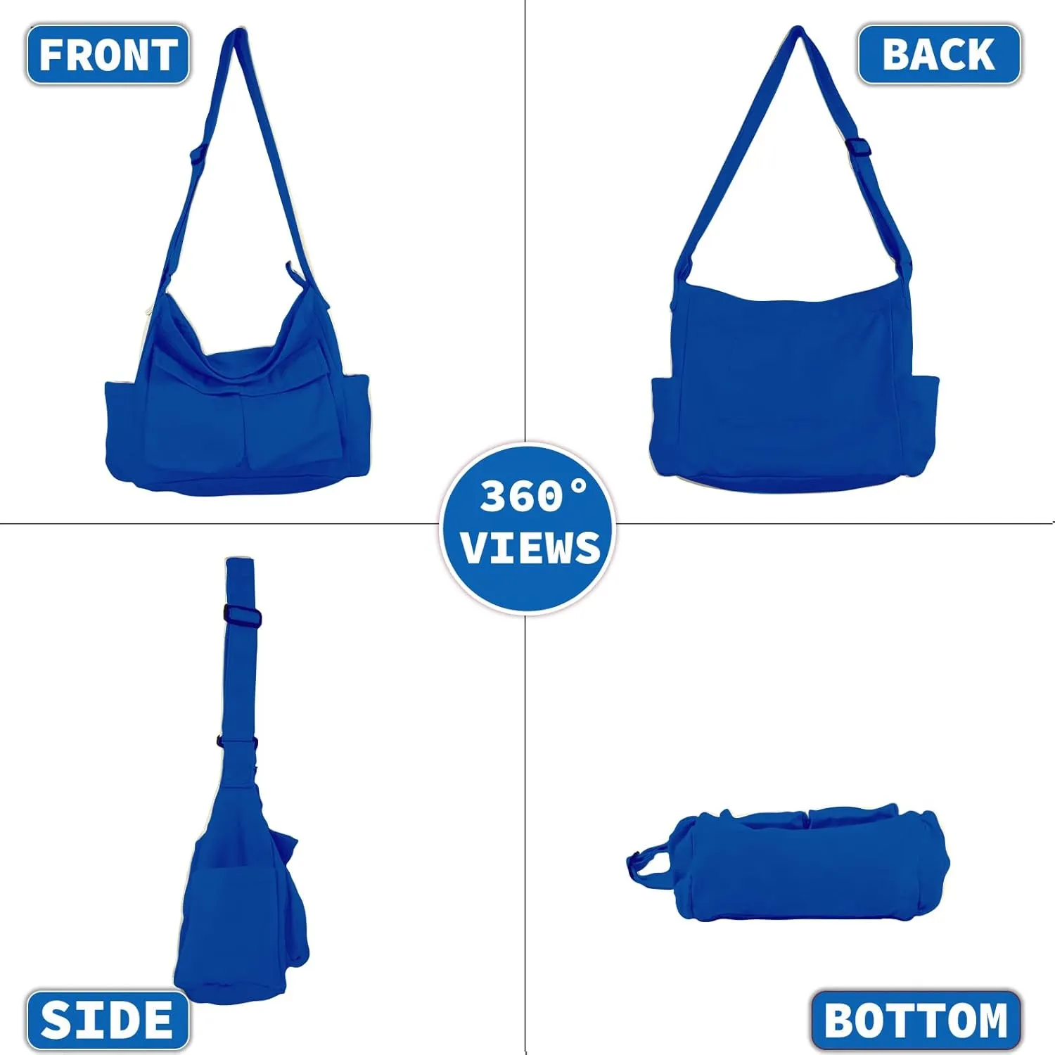 Canvas Messenger Bag Large Hobo Crossbody Bag with Multiple Pockets Casual Shoulder Tote Bag for Women and Men