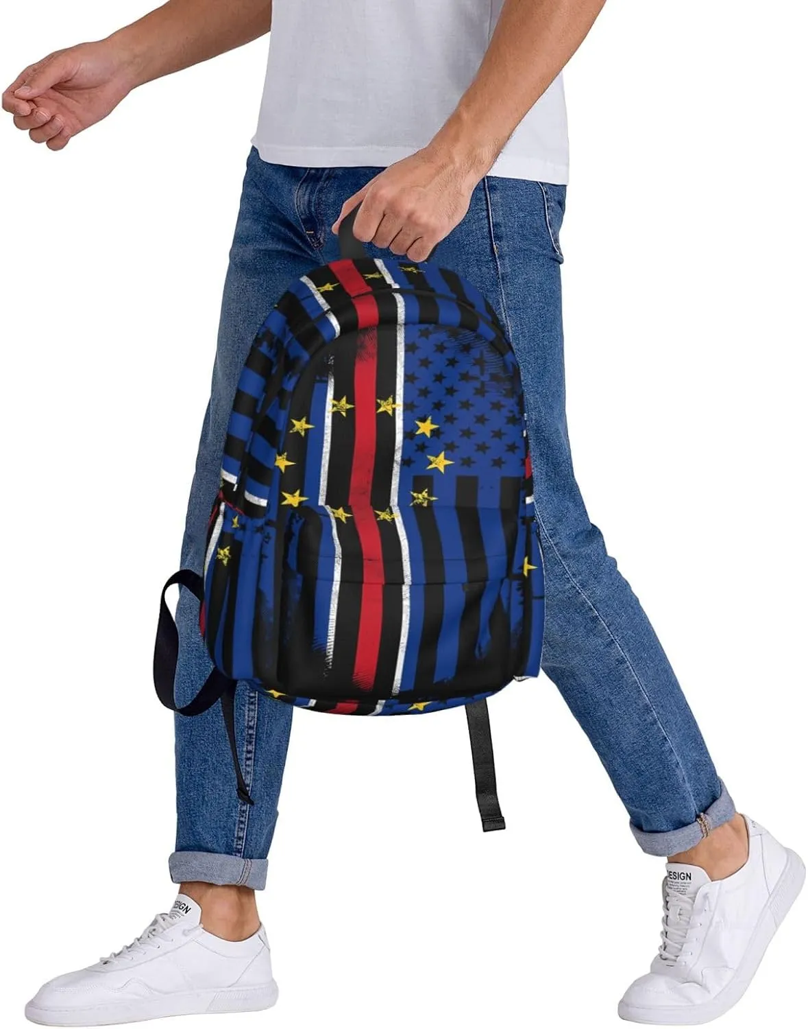 Cape Verdean American Flag Cabo Verde Casual Backpacks Large Travel Backpack Laptop Rucksack Sports Daypack Adjustable Strap Bag for Camping Hiking