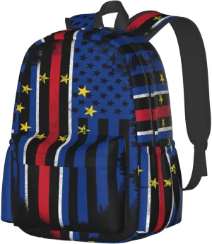 Cape Verdean American Flag Cabo Verde Casual Backpacks Large Travel Backpack Laptop Rucksack Sports Daypack Adjustable Strap Bag for Camping Hiking