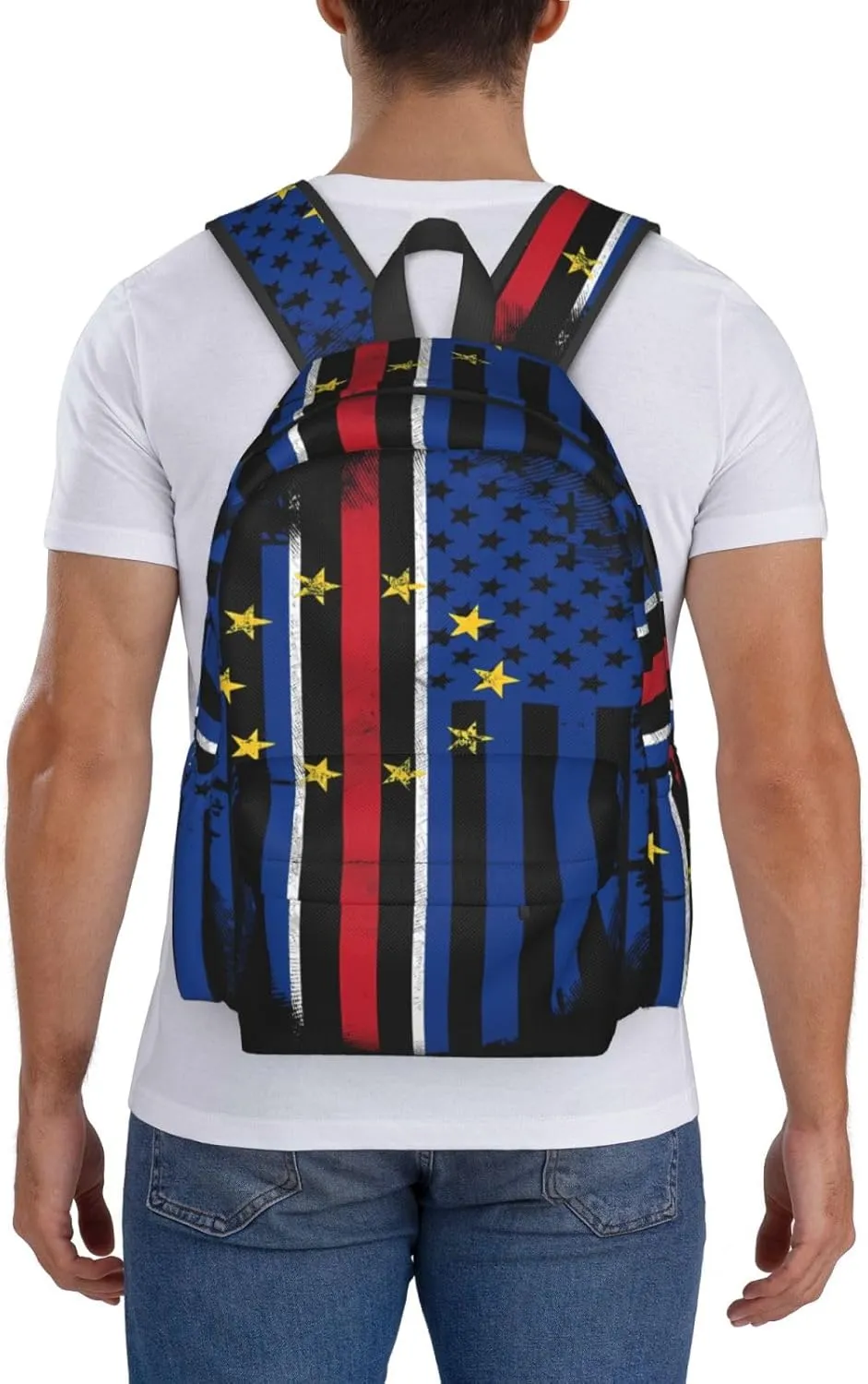 Cape Verdean American Flag Cabo Verde Casual Backpacks Large Travel Backpack Laptop Rucksack Sports Daypack Adjustable Strap Bag for Camping Hiking