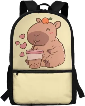 Capybara Bookbag for Girls Backpack 10-12 Years Old,Elementary Middle School Bag Kids 4Th Grade/5Th Grade 17 inch Back Pack Schoolbag