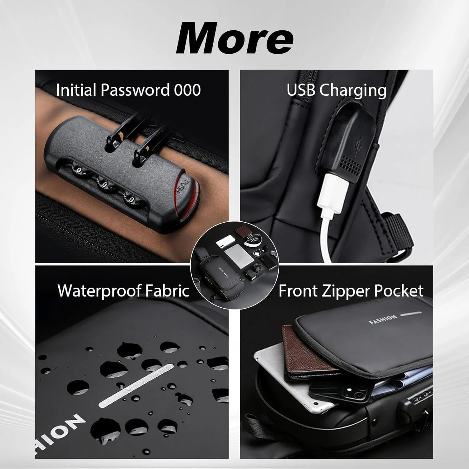 Carbon Fiber Streamline Anti-theft Sling Bag, USB Waterproof Sports Shoulder Bag for Travel, Fitness and Sports
