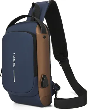 Carbon Fiber Streamline Anti-theft Sling Bag, USB Waterproof Sports Shoulder Bag for Travel, Fitness and Sports