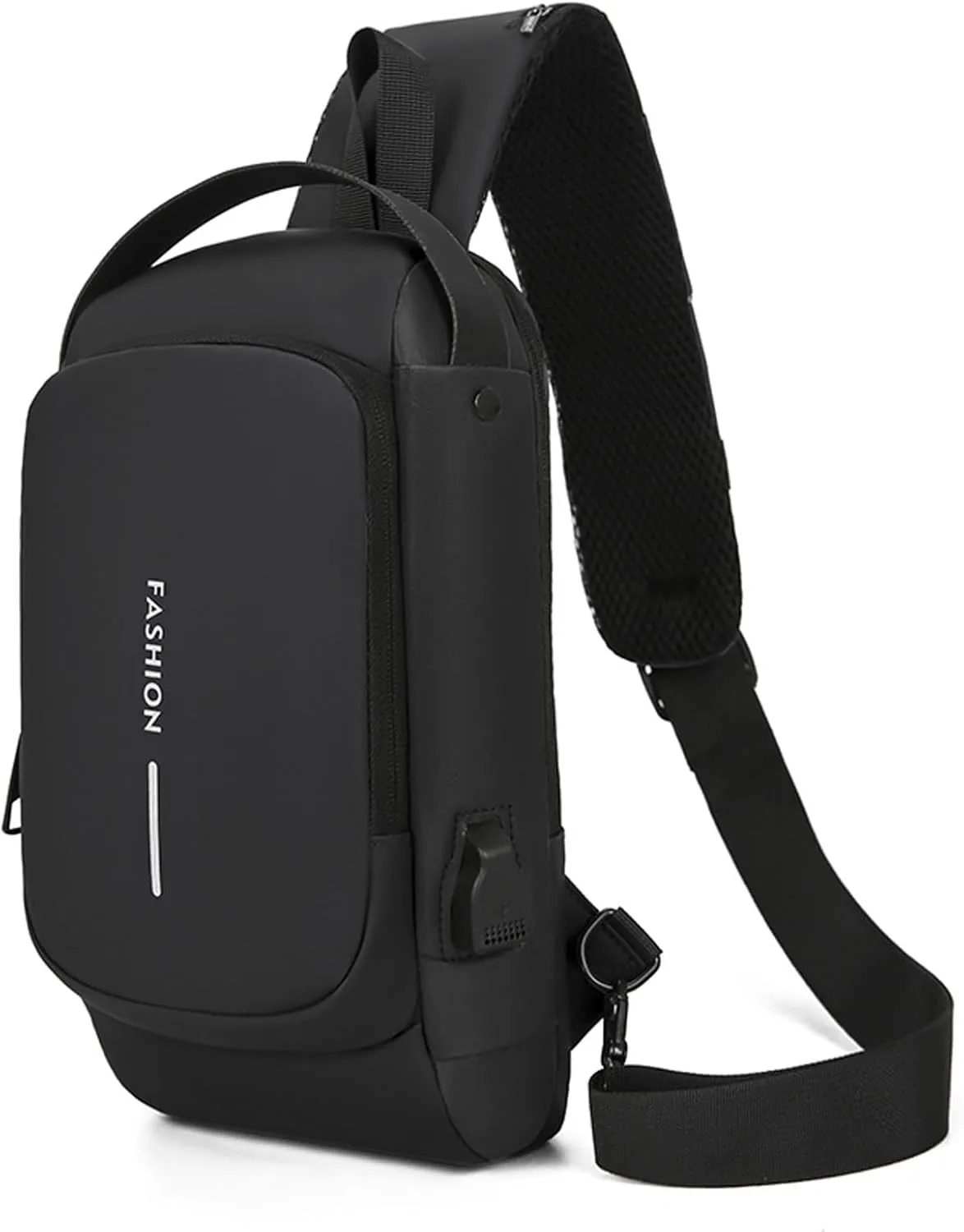 Carbon Fiber Streamline Anti-theft Sling Bag, USB Waterproof Sports Shoulder Bag for Travel, Fitness and Sports