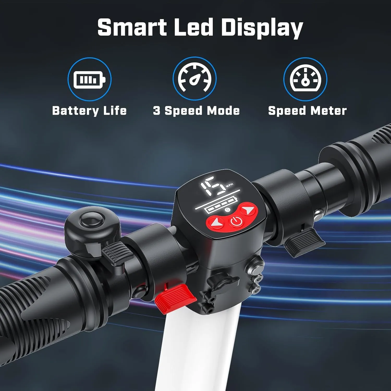 Caroma Electric Scooter for Kids Ages 6-14, 250W Motor, Max 16 Miles & 15 Mph, 3 Speeds Adjustable, LED Display & Foldable, Double Safe Brake, Electric Scooter for Kids Teens Ages 8-18