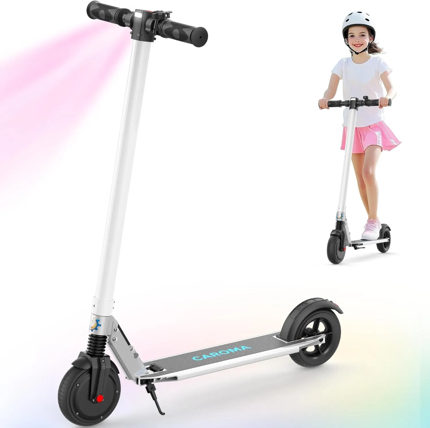 Caroma Electric Scooter for Kids Ages 6-14, 250W Motor, Max 16 Miles & 15 Mph, 3 Speeds Adjustable, LED Display & Foldable, Double Safe Brake, Electric Scooter for Kids Teens Ages 8-18