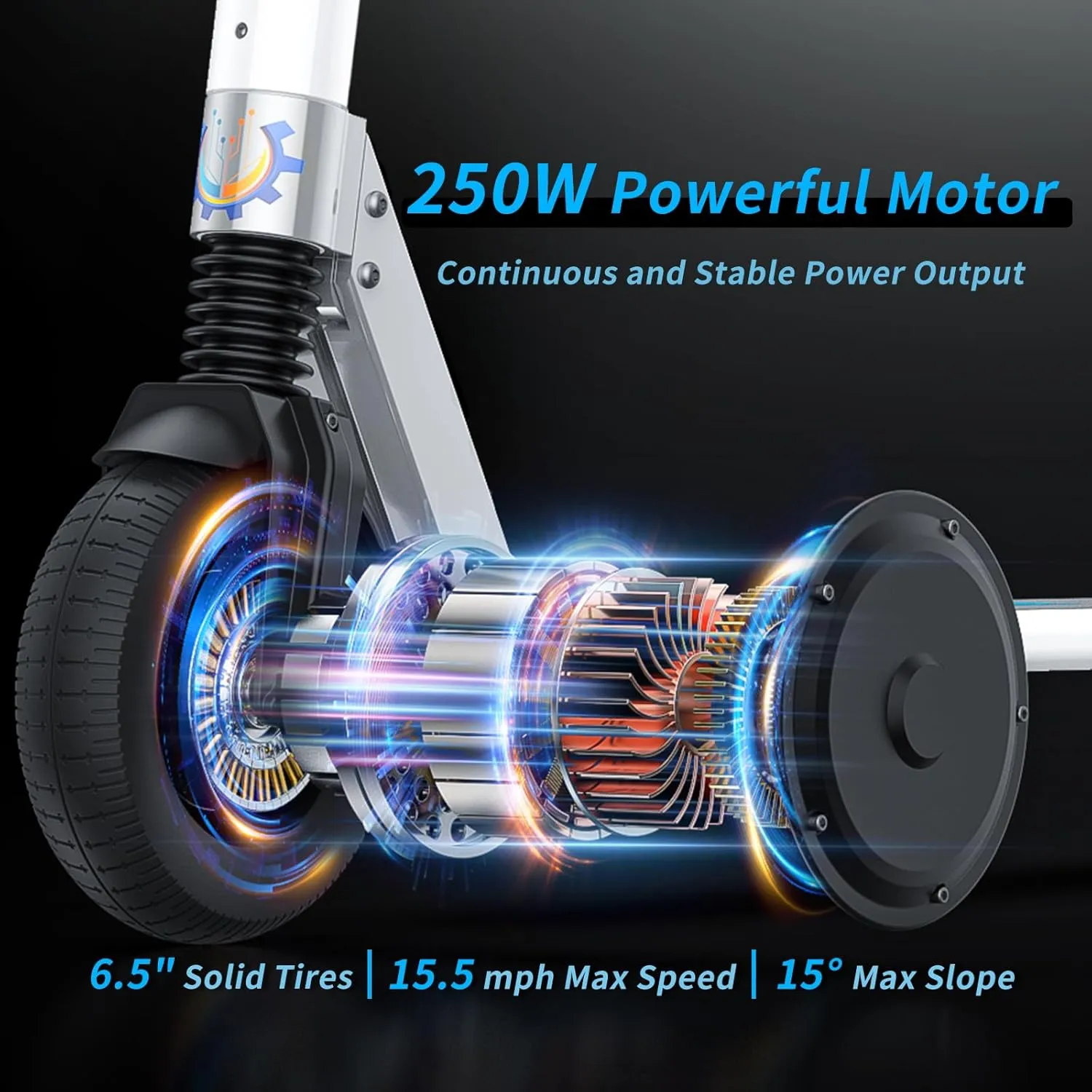 Caroma Electric Scooter for Kids Ages 6-14, 250W Motor, Max 16 Miles & 15 Mph, 3 Speeds Adjustable, LED Display & Foldable, Double Safe Brake, Electric Scooter for Kids Teens Ages 8-18
