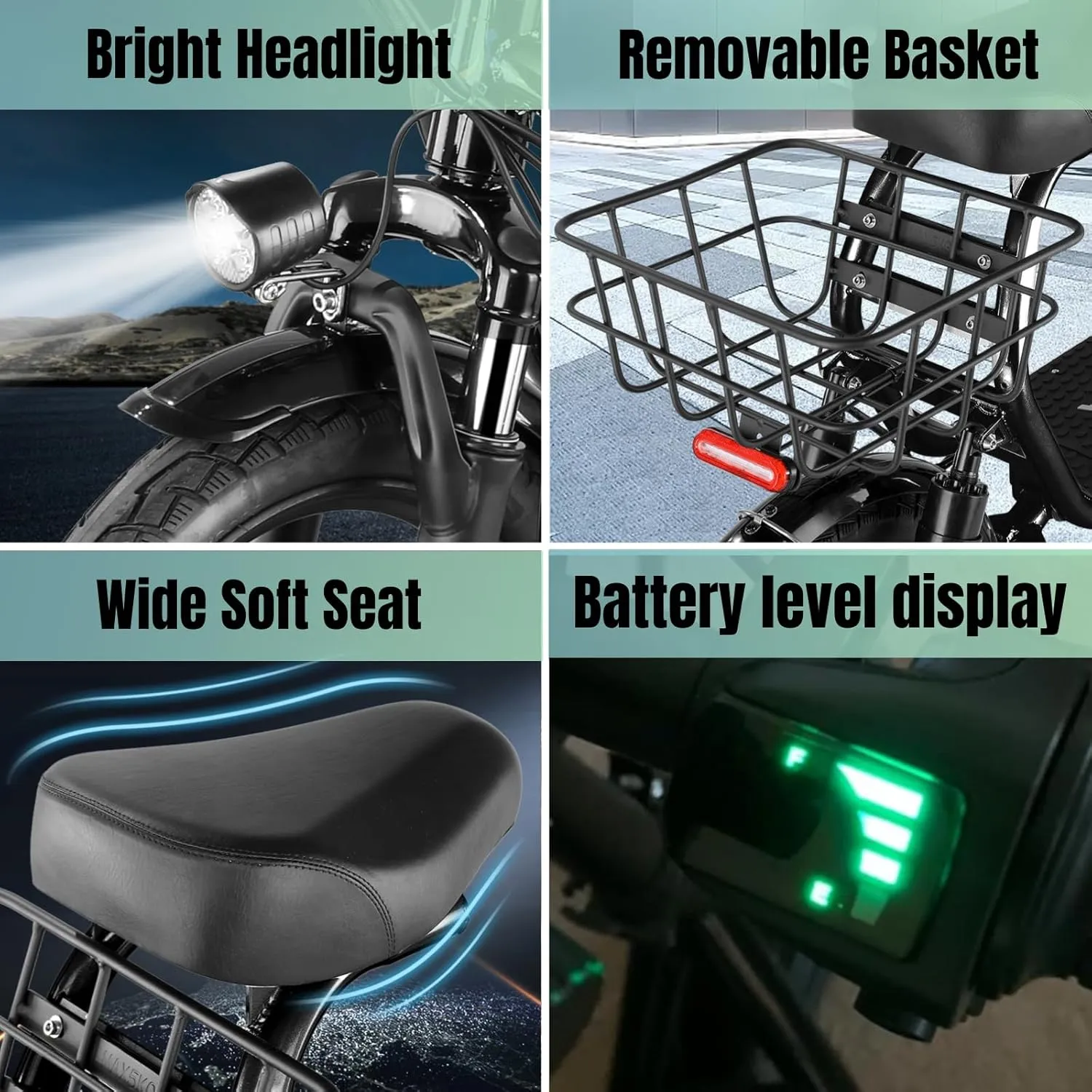 Caroma Peak 1200W Electric Scooter with Seat, 500Wh Battery, 30Miles Range, 20MPH Top Speed, 14" Tires Foldable Electric Scooter with Basket for Commuting, Dual Shock Absorbing Ebike for Adults