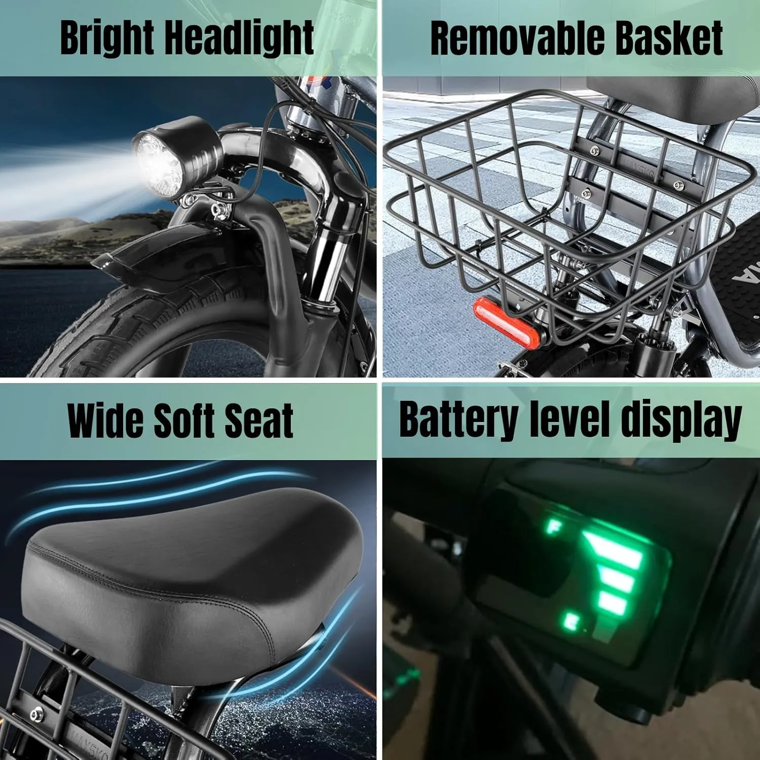 Caroma Peak 1200W Electric Scooter with Seat, 500Wh Battery, 30Miles Range, 20MPH Top Speed, 14" Tires Foldable Electric Scooter with Basket for Commuting, Dual Shock Absorbing Ebike for Adults