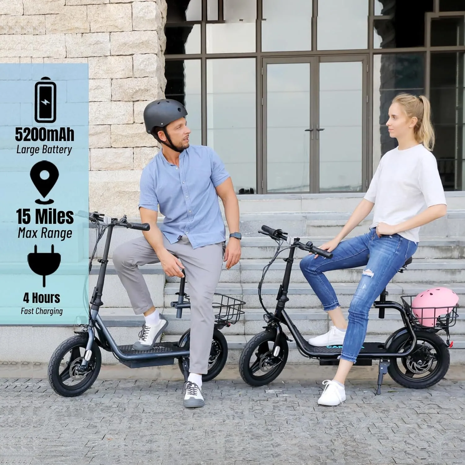 Caroma Peak 1200W Electric Scooters with Seat, Electric Scooter Adults with Basket, 14" Tire, 500Wh Battery, 30 Miles Range, Top Speed 20MPH, Foldable Escooter for Adults&Teens, Max Load 300 Lbs
