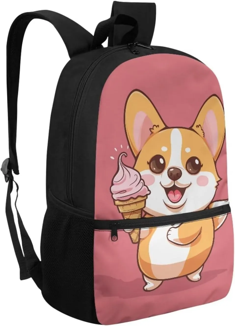 Cartoon Corgi Kids School Backpack for Girls 1st Grade School Bags 17 Inch Large Capacity Backpacks for Elementary School Kindergarten Cute Bookbag Lightweight Travel Laptop Bags Daypack