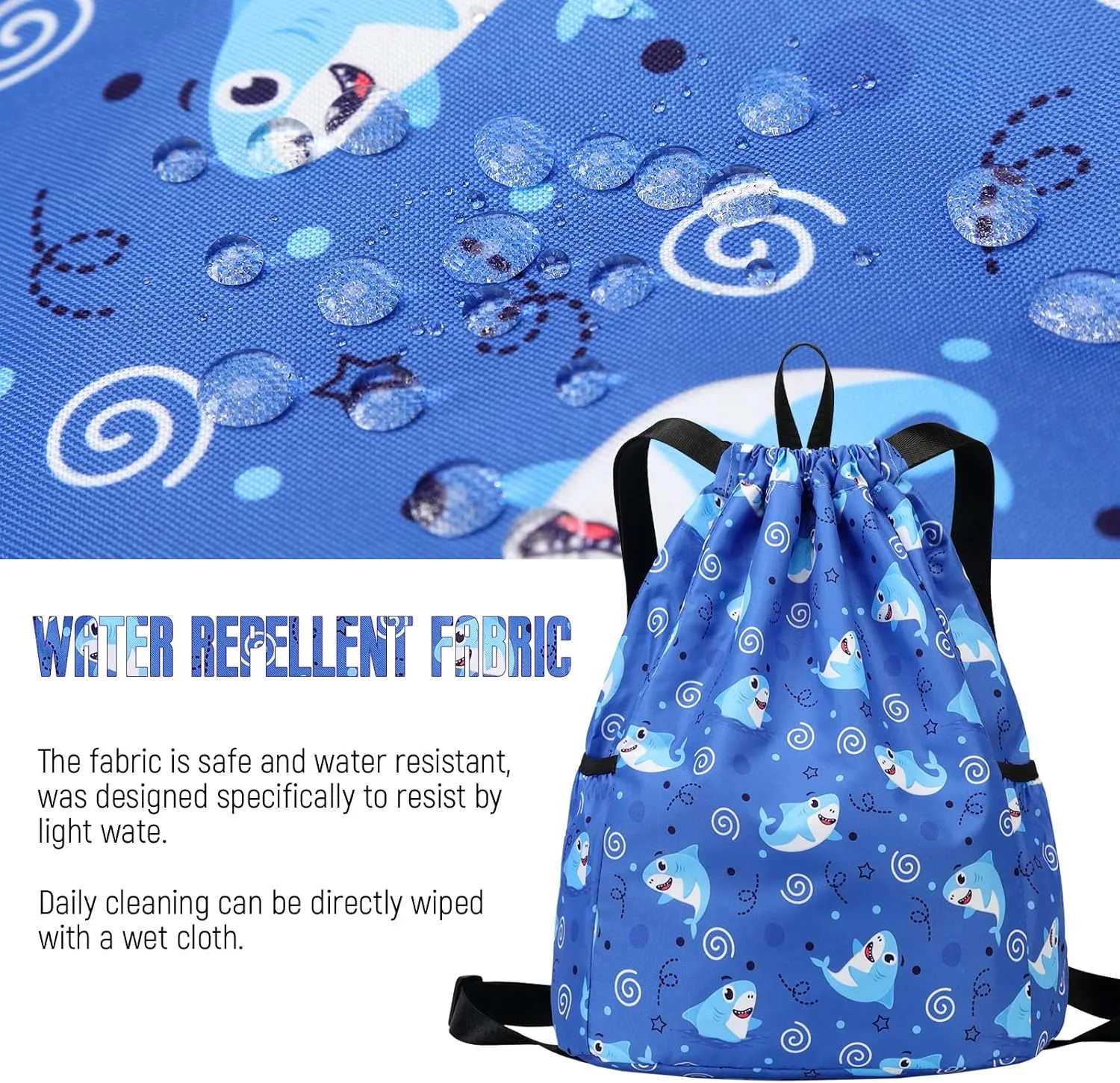 Cartoon Dinosaur Boys School Bag Lightweight Portable Dinosaur Gym Drawstring Bags for Travel Sport 40x30CM Rainbow Black