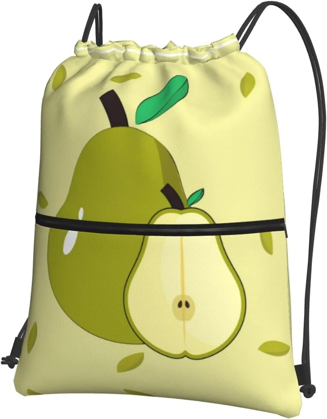 cartoon pear Print Drawstring Backpack â€“ Lightweight Gym Bag for Sports, Travel, and Hiking â€“ Durable and Foldable