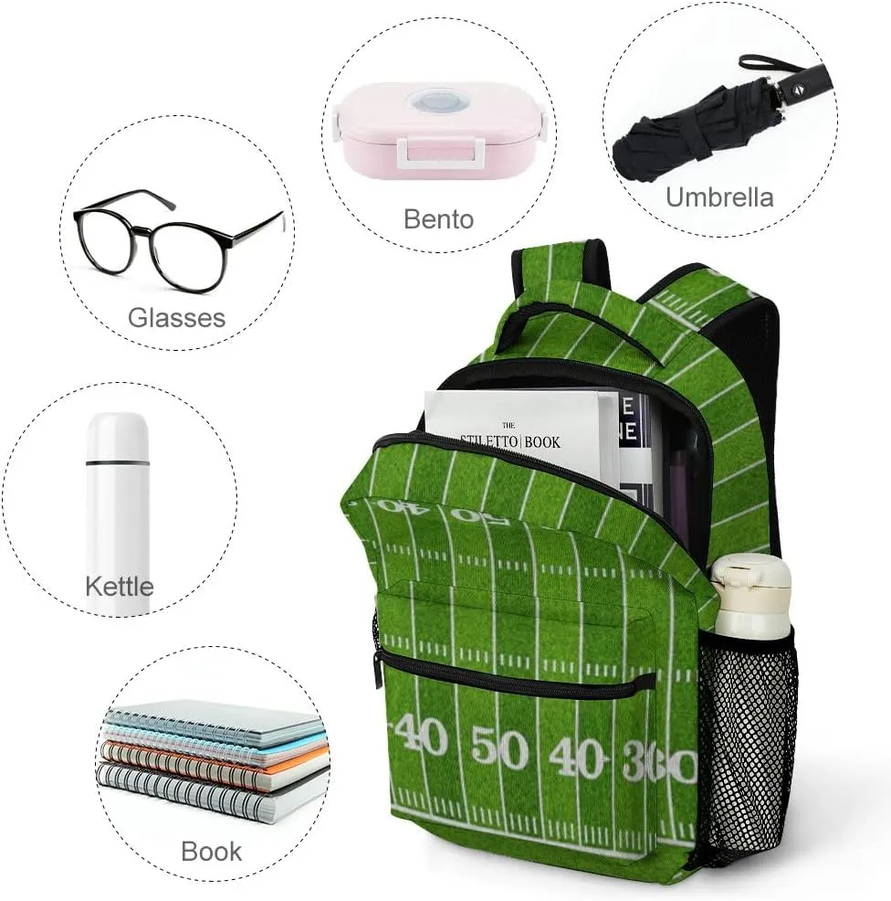 Casual Daypacks Backpacks Laptop Backpack American Football Sport Field Work Bussiness School Students Bookbag Travel Hiking Gym Bags Waterproof Lightweight Women Men 16.5x12x6 Inch