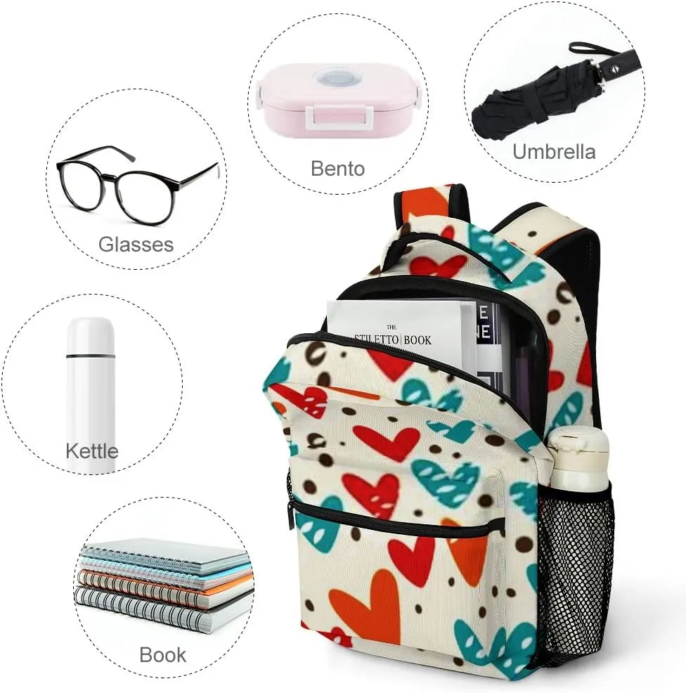 Casual Daypacks Backpacks Laptop Backpack Colorful Love Red Blue Work Bussiness School Students Bookbag Travel Hiking Gym Bags Waterproof Lightweight Women Men