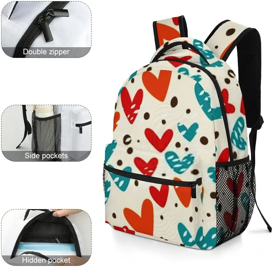 Casual Daypacks Backpacks Laptop Backpack Colorful Love Red Blue Work Bussiness School Students Bookbag Travel Hiking Gym Bags Waterproof Lightweight Women Men
