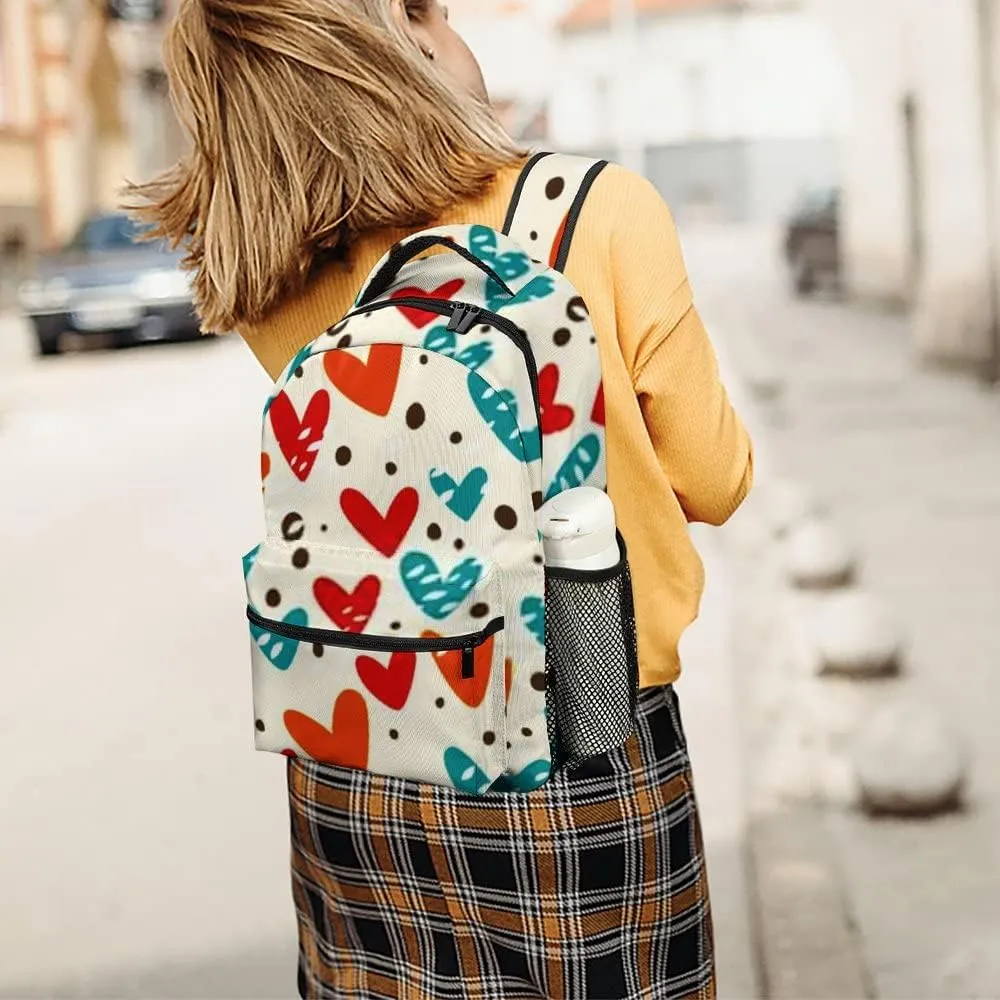 Casual Daypacks Backpacks Laptop Backpack Colorful Love Red Blue Work Bussiness School Students Bookbag Travel Hiking Gym Bags Waterproof Lightweight Women Men