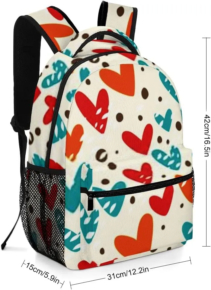 Casual Daypacks Backpacks Laptop Backpack Colorful Love Red Blue Work Bussiness School Students Bookbag Travel Hiking Gym Bags Waterproof Lightweight Women Men