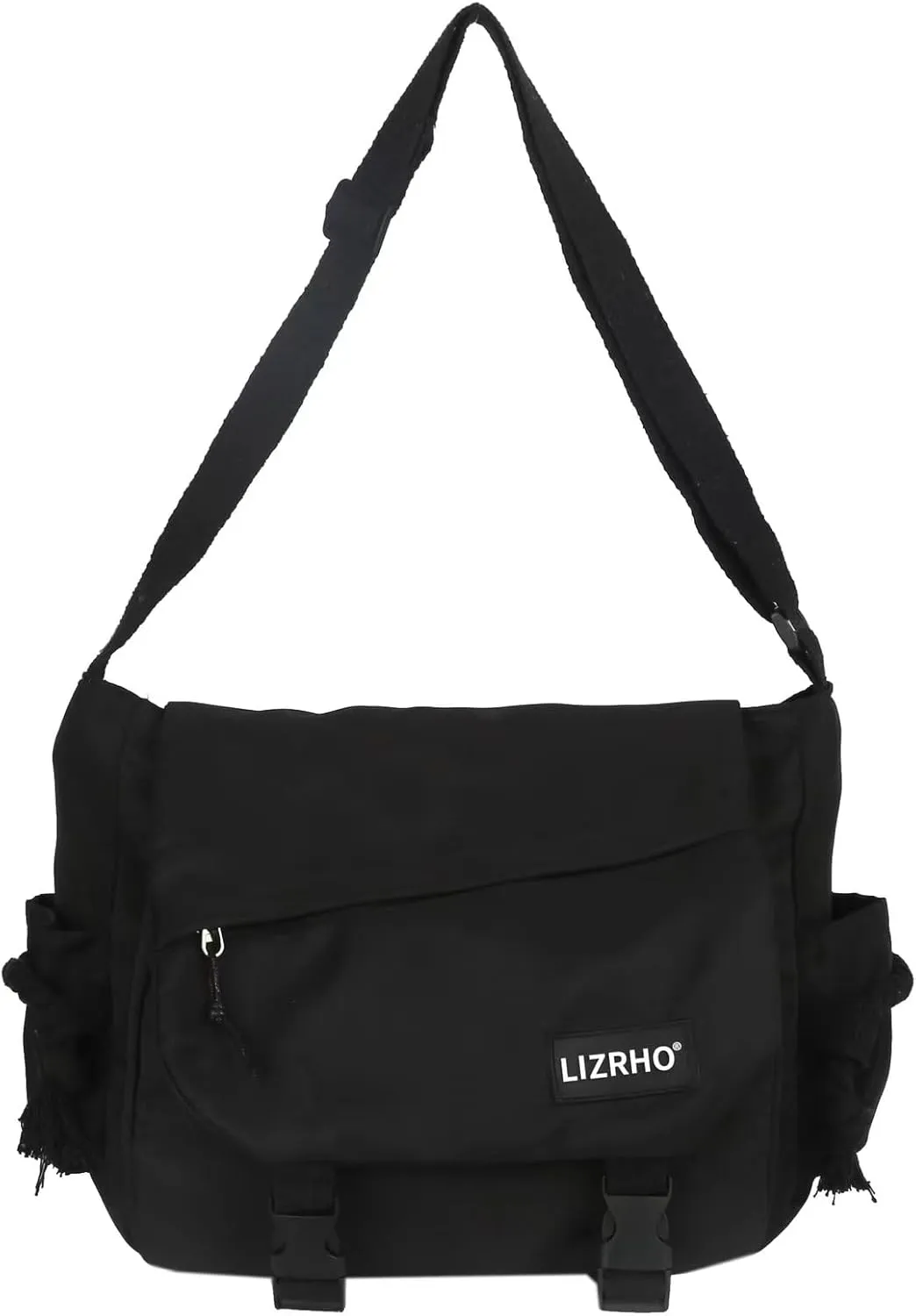 Casual Nylon Crossbody Bag Large Capacity Messenger Bag Japanese Y2K Shoulder Bag Harajuku Tooling Wind Shoulder Bag (Black)
