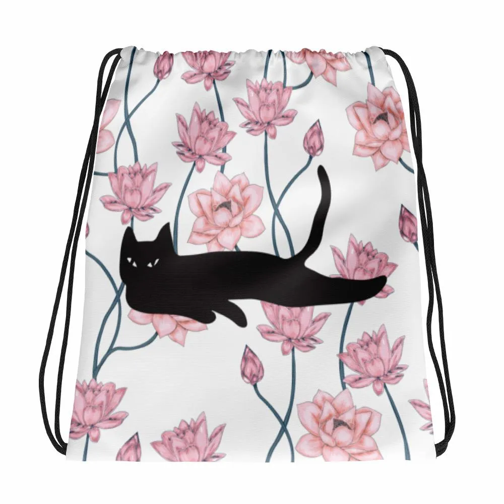 Cat Noir 'Pink Lily' Drawstring bag