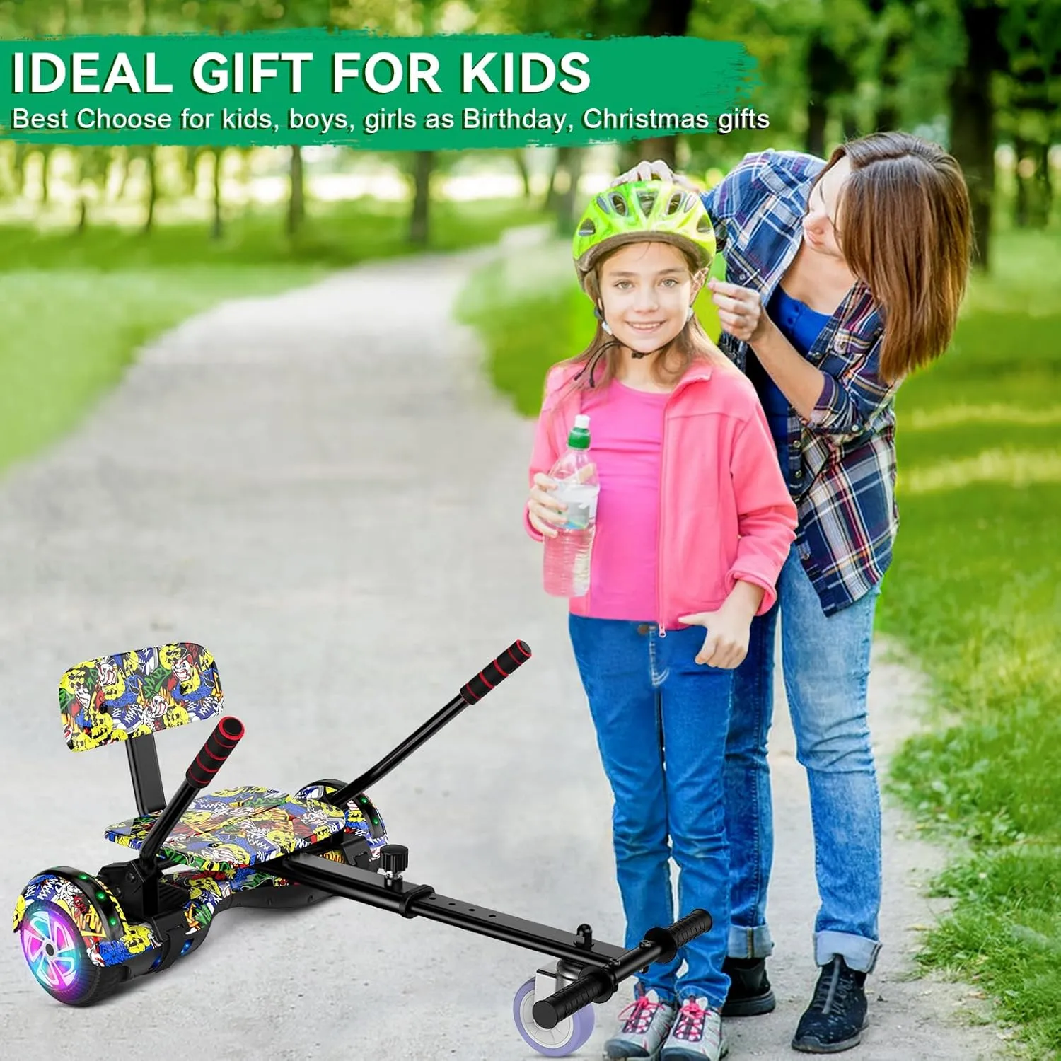 CBD Scooter with Corlorful LED Lights,6.5" Wheels, Dual 300W Motor Scooter for Kids Girls Boys Adults, All Ages