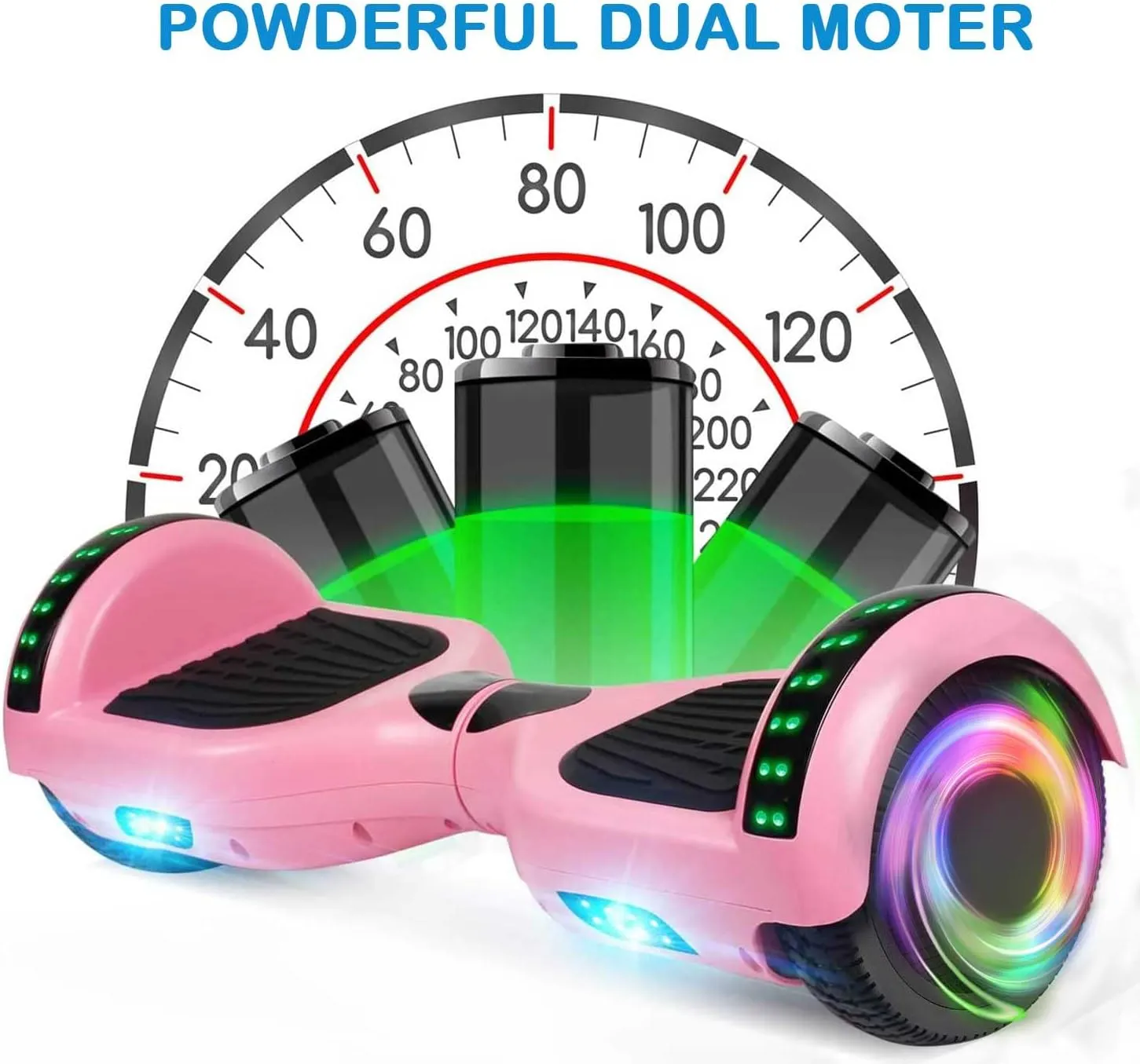 CBD Scooter with Corlorful LED Lights,6.5" Wheels, Dual 300W Motor Scooter for Kids Girls Boys Adults, All Ages