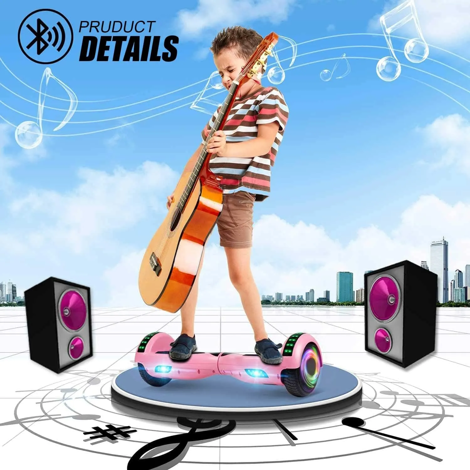 CBD Scooter with Corlorful LED Lights,6.5" Wheels, Dual 300W Motor Scooter for Kids Girls Boys Adults, All Ages