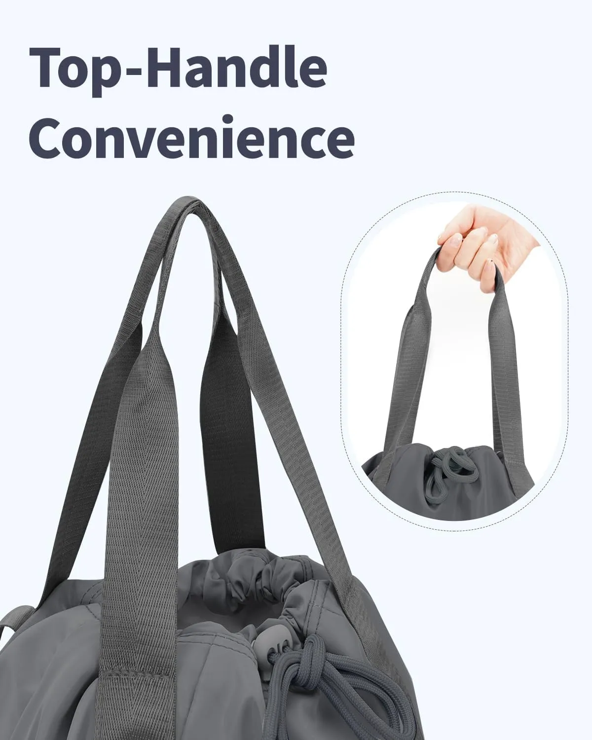 Ceneda Drawstring Backpack String Bag for Women Men Water Resistant Drawstring Bags Gym Sack with Two Zipper Pockets Sports Gym Bag (Grey)