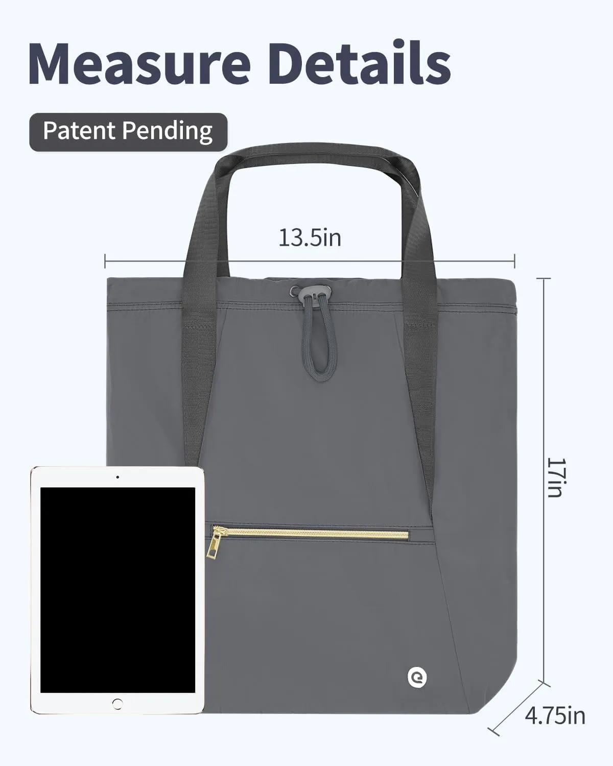 Ceneda Drawstring Backpack String Bag for Women Men Water Resistant Drawstring Bags Gym Sack with Two Zipper Pockets Sports Gym Bag (Grey)