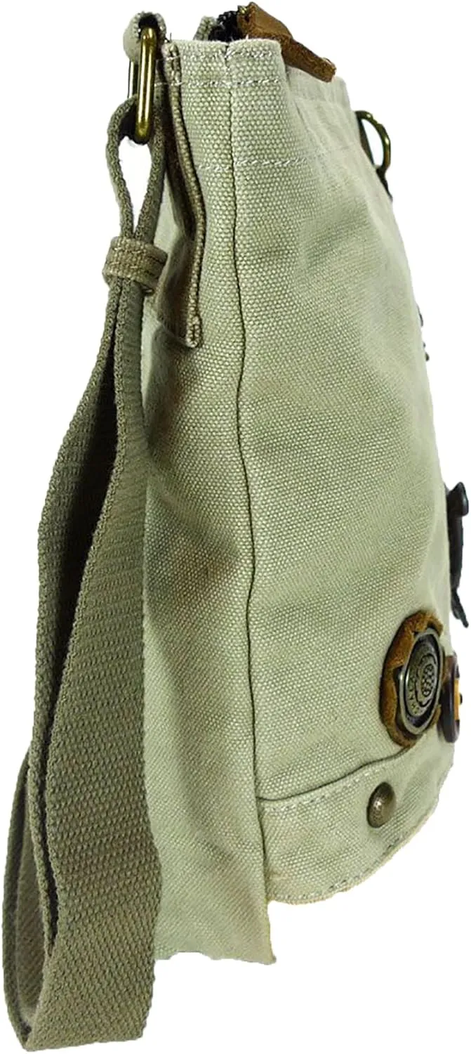 CHALA Patch Cross-Body Women Handbag, Sand Canvas Messenger Bag