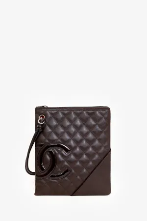 Chanel 2005-06 Brown Leather Cambon Flat Messenger Crossbody Bag 'As Is'