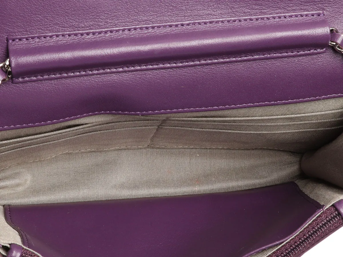 Chanel Violet Quilted Patent Brilliant Wallet On Chain WOC