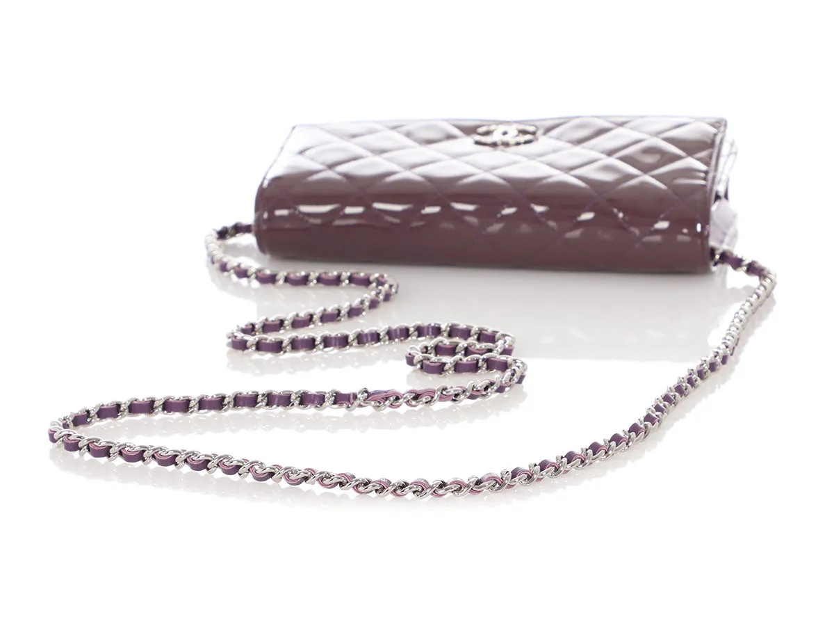 Chanel Violet Quilted Patent Brilliant Wallet On Chain WOC