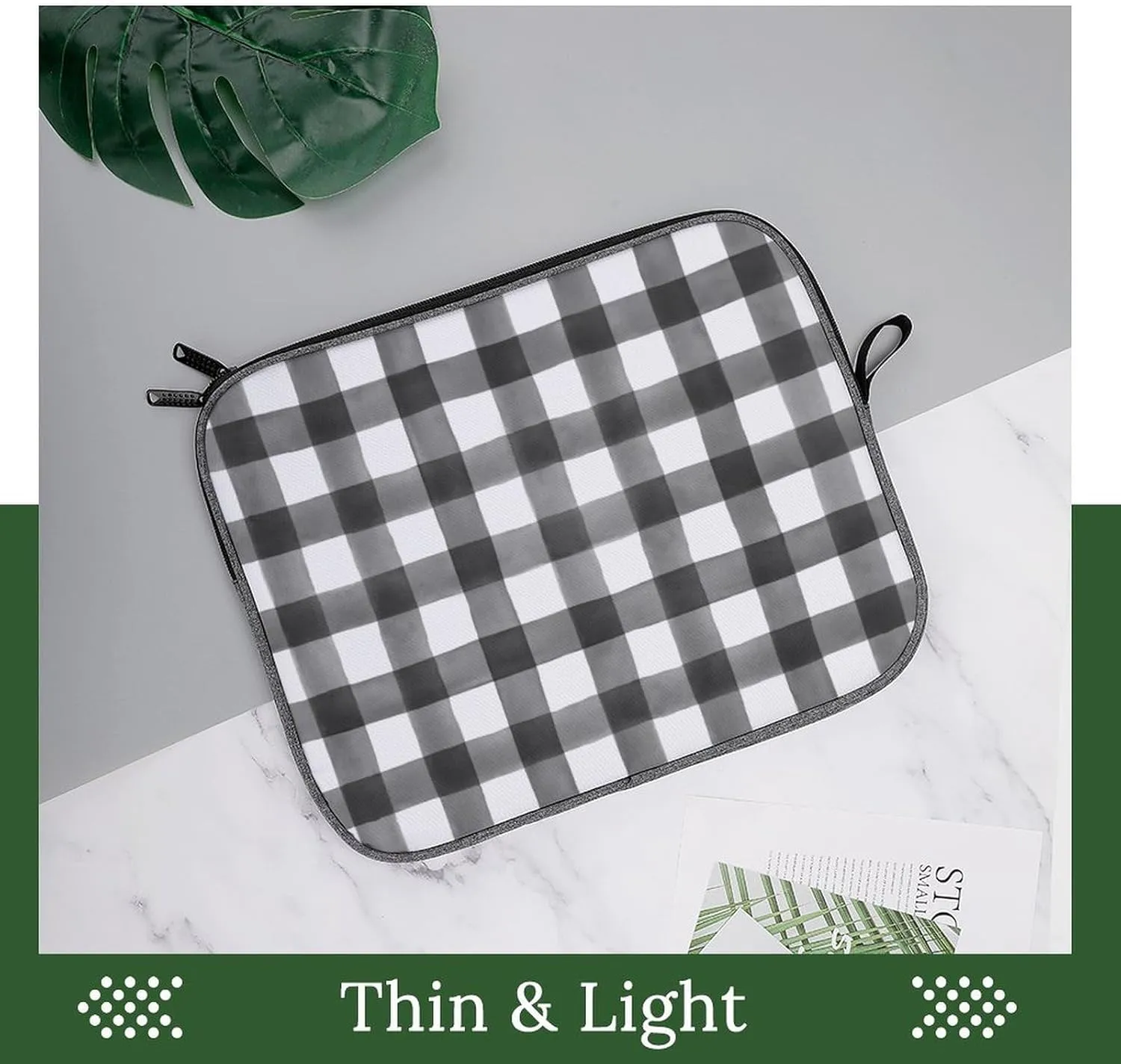 Checkered Black And White Large Capacity Portable Laptop Case Unisex