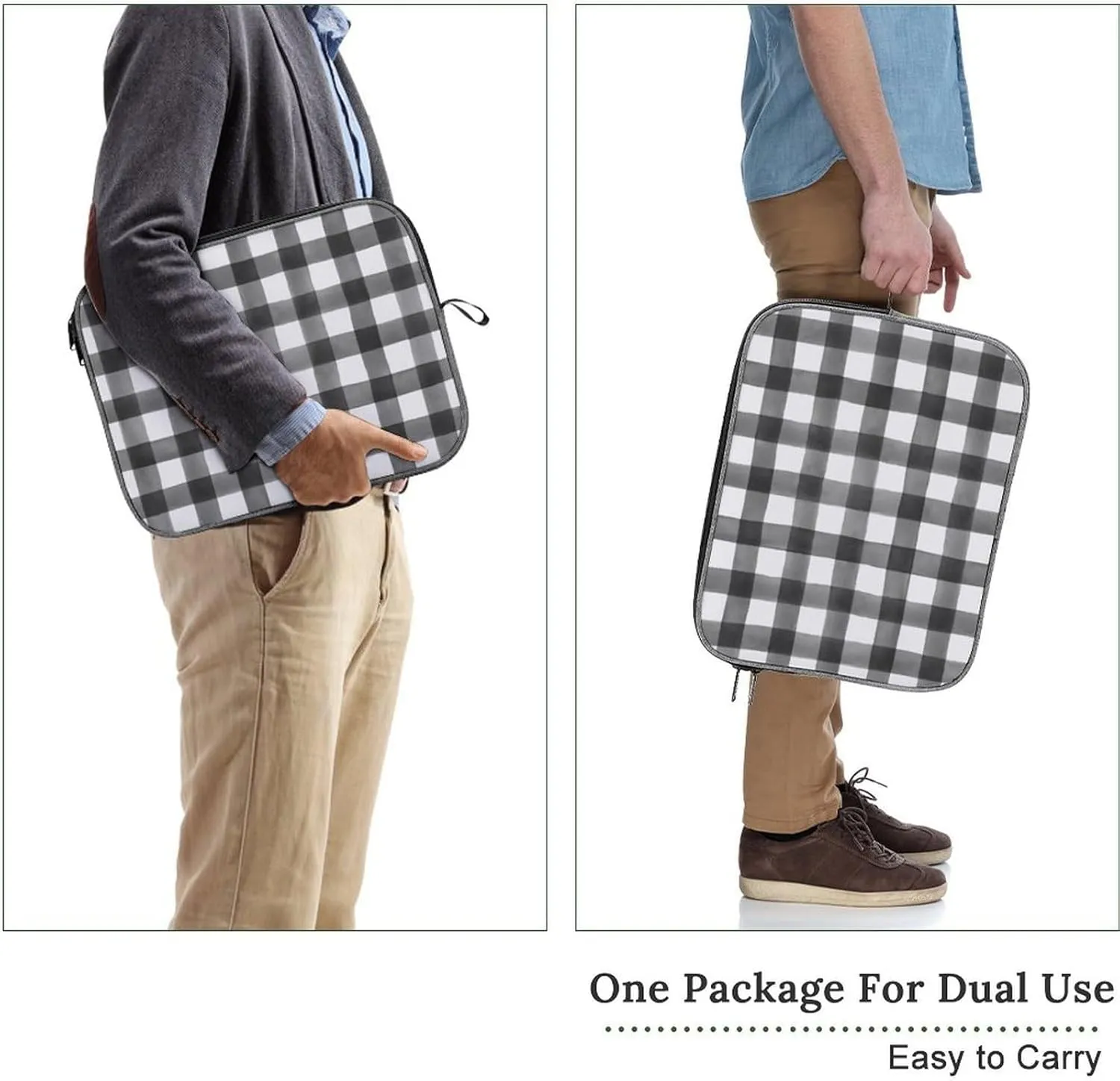 Checkered Black And White Large Capacity Portable Laptop Case Unisex
