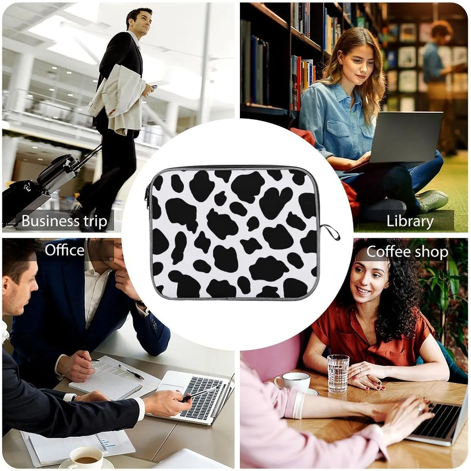 Checkered Black And White Large Capacity Portable Laptop Case Unisex