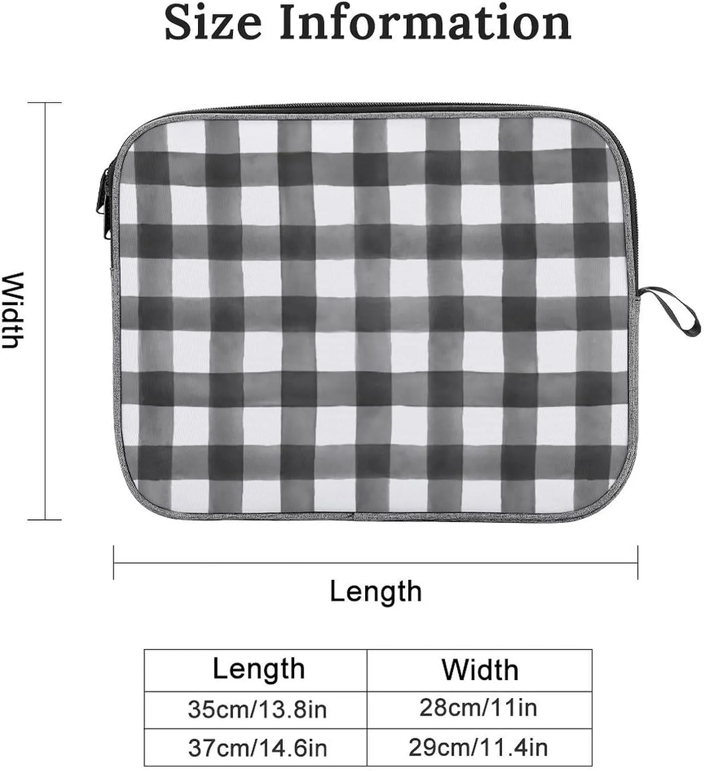 Checkered Black And White Large Capacity Portable Laptop Case Unisex