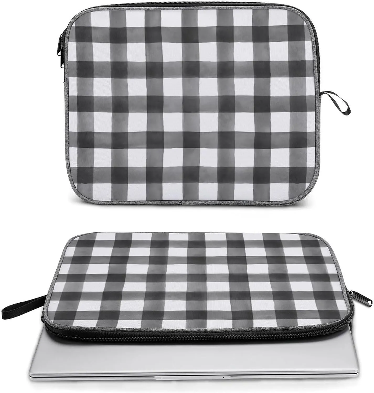 Checkered Black And White Large Capacity Portable Laptop Case Unisex