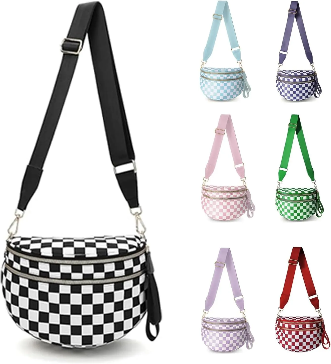 Checkered Cross Body Bag Women, 2025 New Nuvore Messenger, Women's Messenger Waist, Plaid Waist Bag
