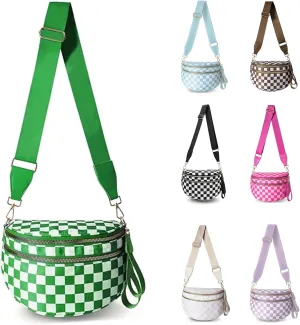 Checkered Cross Body Bag Women, 2025 New Nuvore Messenger, Women's Messenger Waist, Plaid Waist Bag