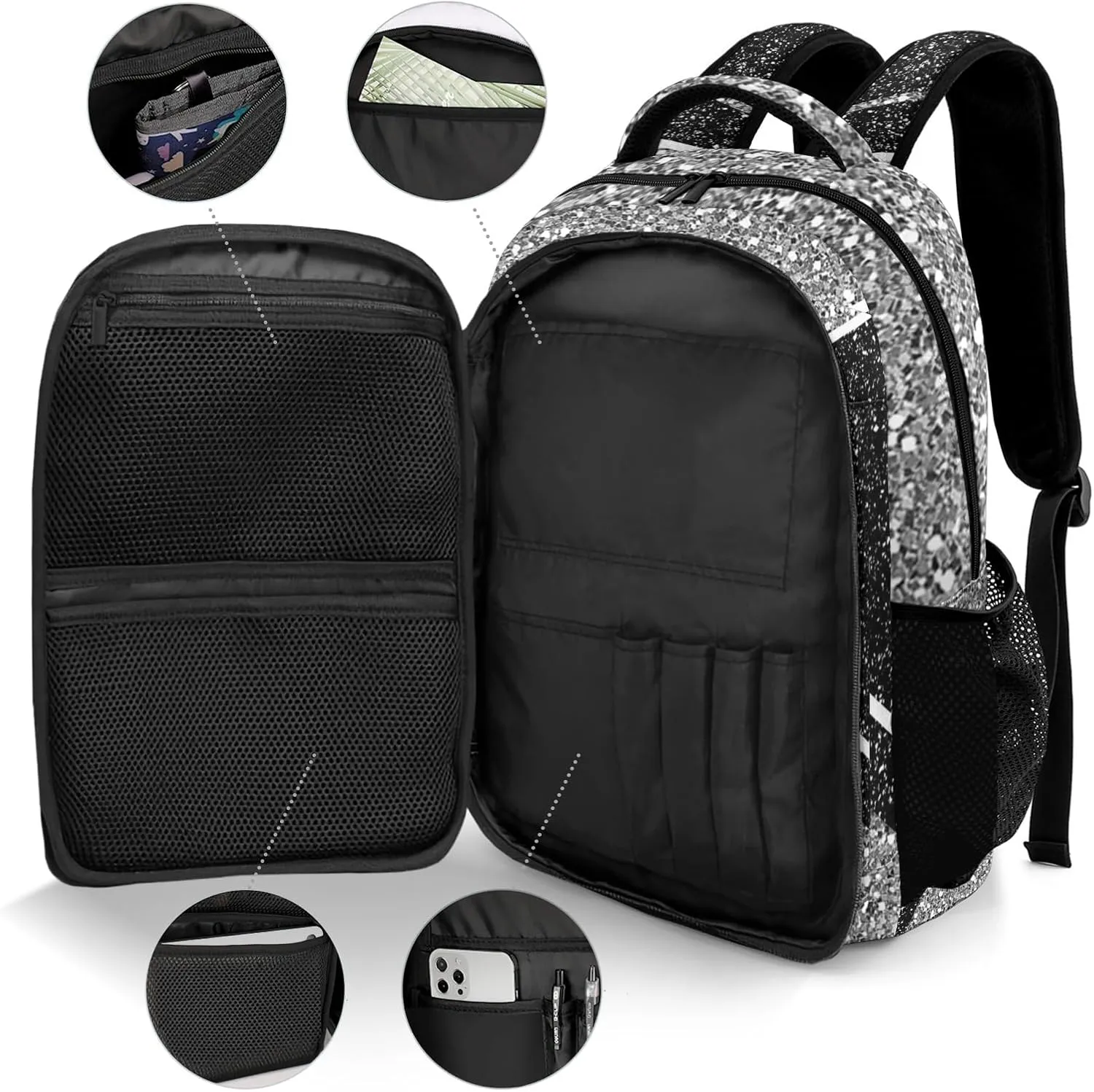 Cheer Cheerleader Backpack Cheerleading Bags Custom Name Book Bag for Cheer Team Coaches Gift (Grey)