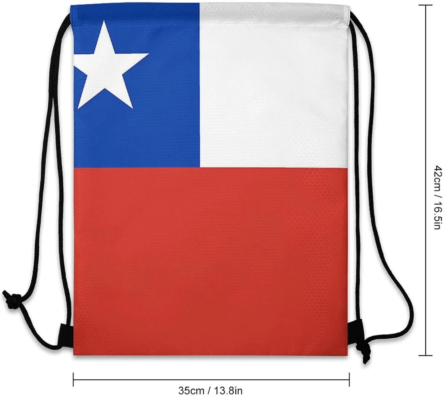 Chilean Flag Drawstring Backpack Sports Gym Sackpack Water Resistant String Bag for Women Men