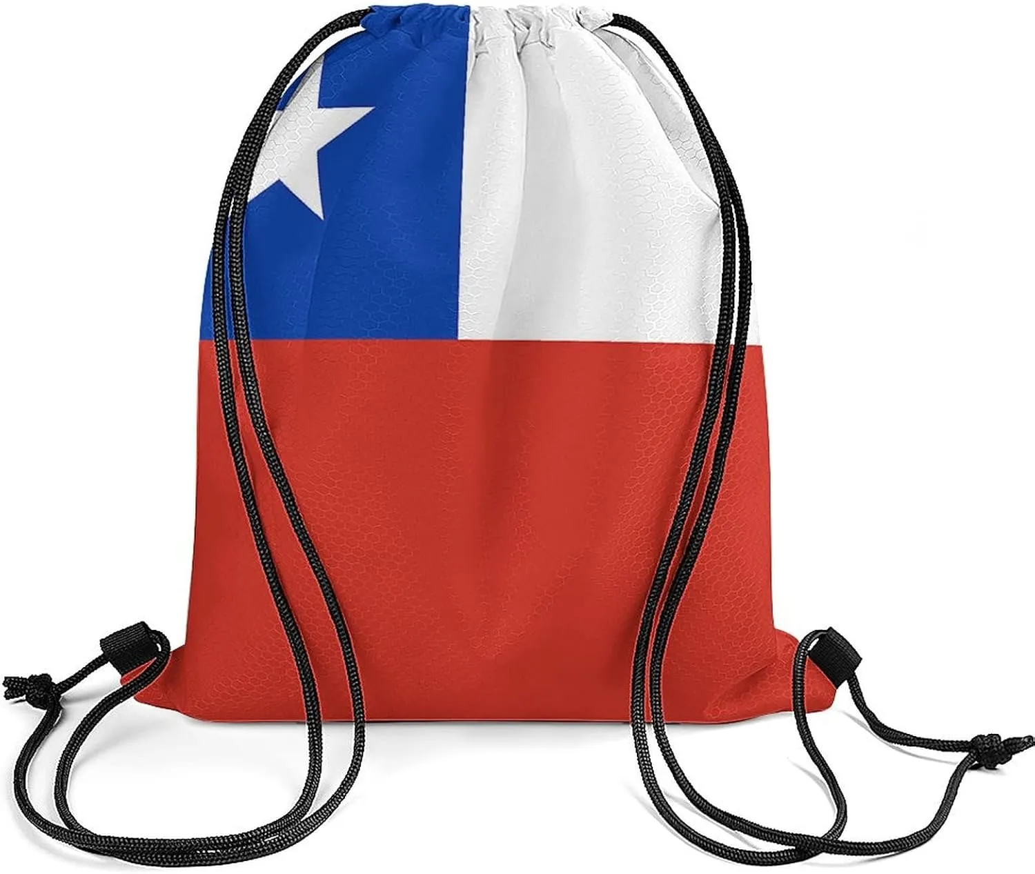 Chilean Flag Drawstring Backpack Sports Gym Sackpack Water Resistant String Bag for Women Men