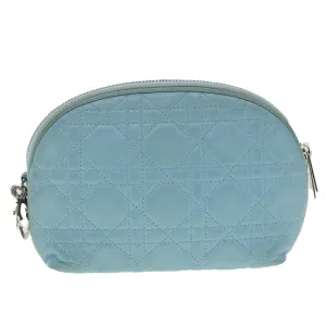 CHRISTIAN DIOR Lady Dior Canage Pouch Lamb Skin Blue  am3267