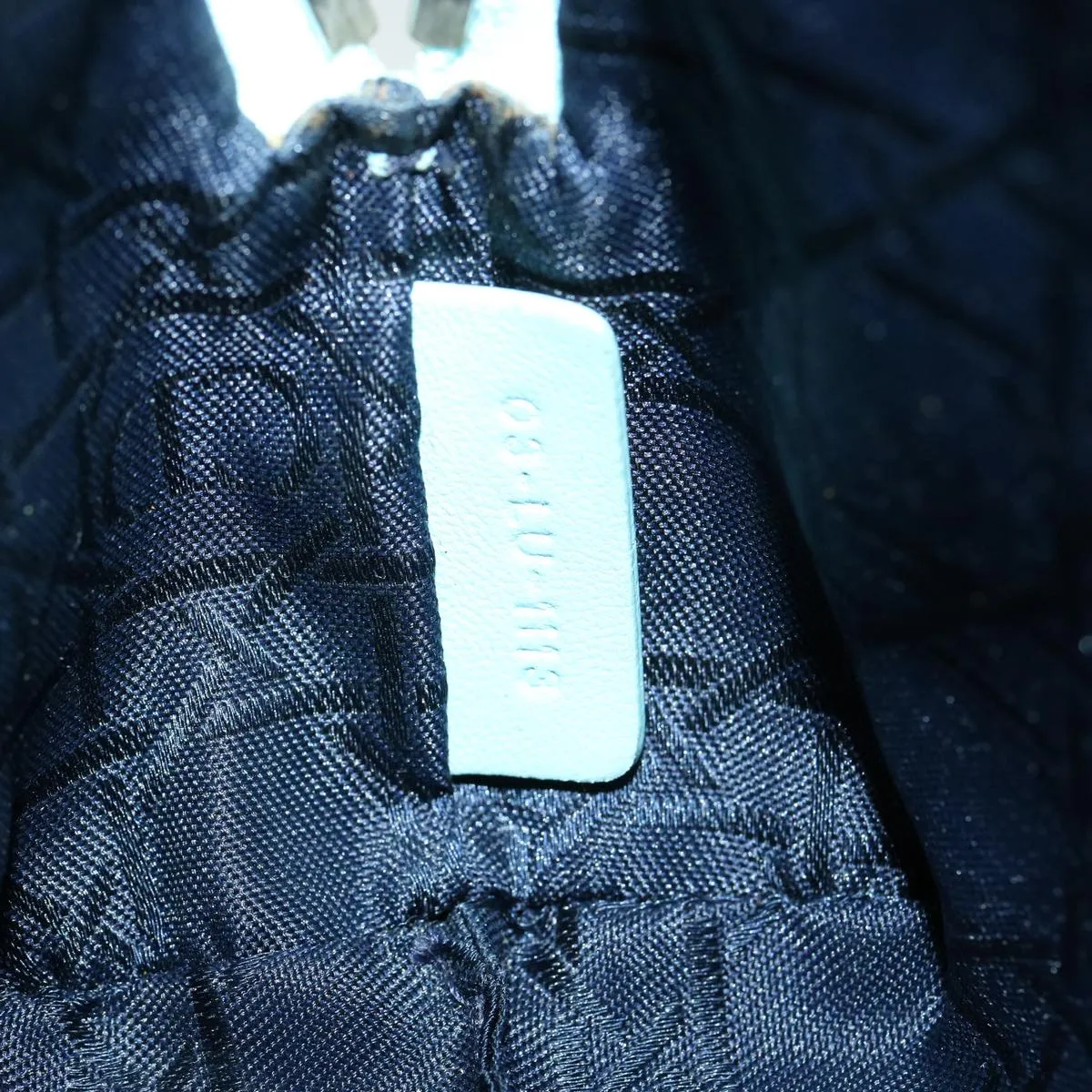 CHRISTIAN DIOR Lady Dior Canage Pouch Lamb Skin Blue  am3267