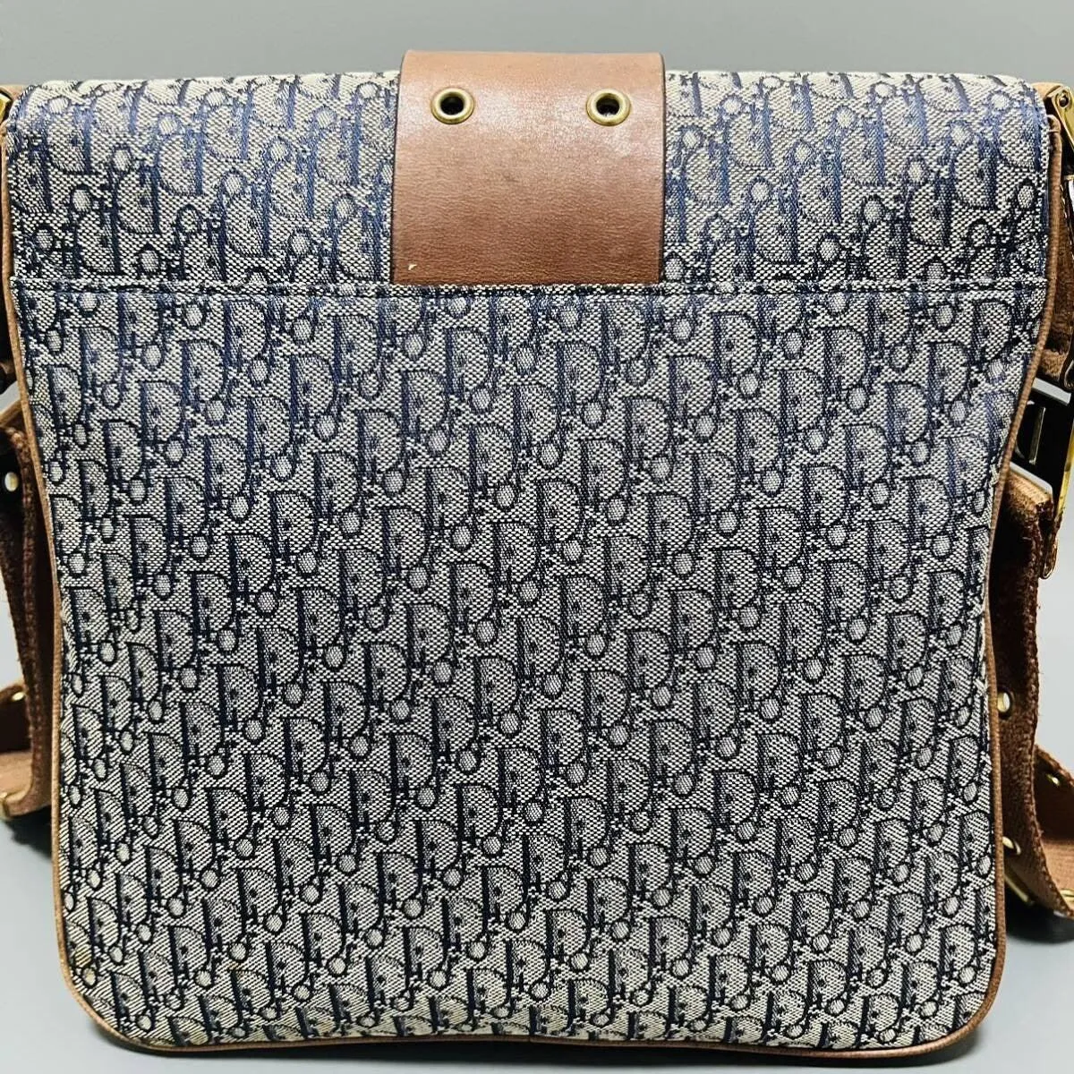 Christian Dior Monogram Street Chic Messenger Shoulder Bag Leather Tan