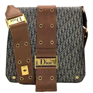 Christian Dior Monogram Street Chic Messenger Shoulder Bag Leather Tan