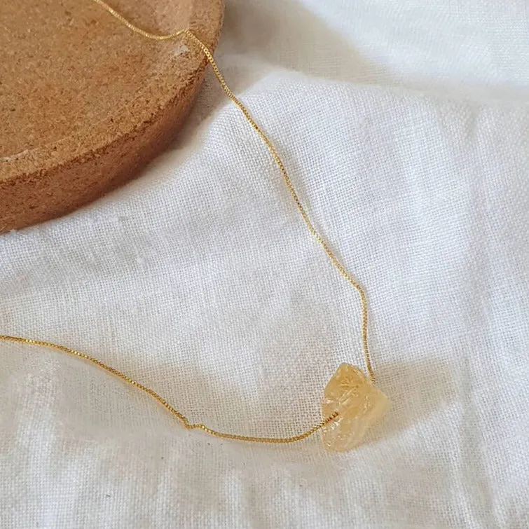 Citrine - 14k Gold Plated Necklace