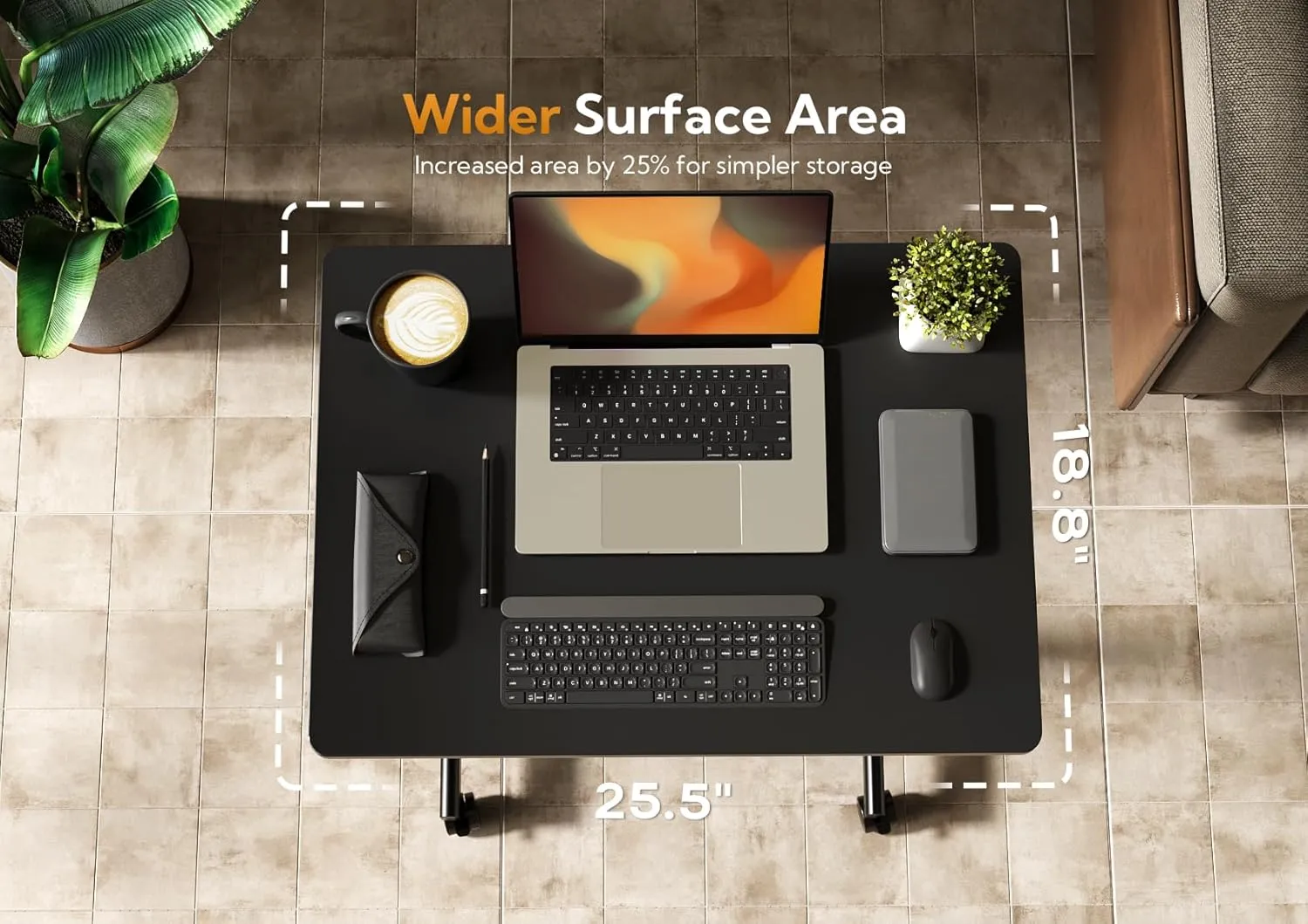 Claiks Mobile Standing Desk, Small Rolling Adjustable Desk with Wheels, Pneumatic Mobile Desks Workstation with Hook, Black