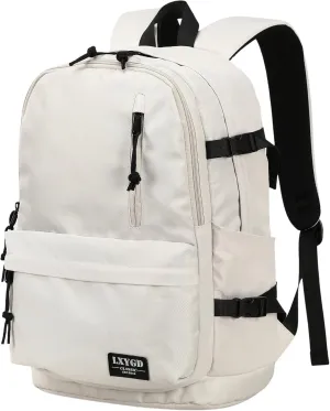 Classical Basic Laptop Backpack 15.6 Inch School Backpack College Backpacks Anti Theft Carry on Travel Backpack for Work,Casual Daypack for Boys Girls Teens (Beige)